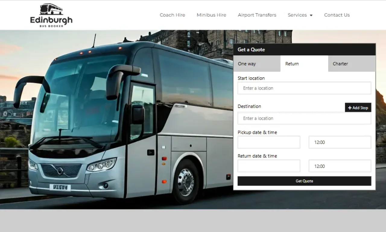 Edinburgh Bus Booker website