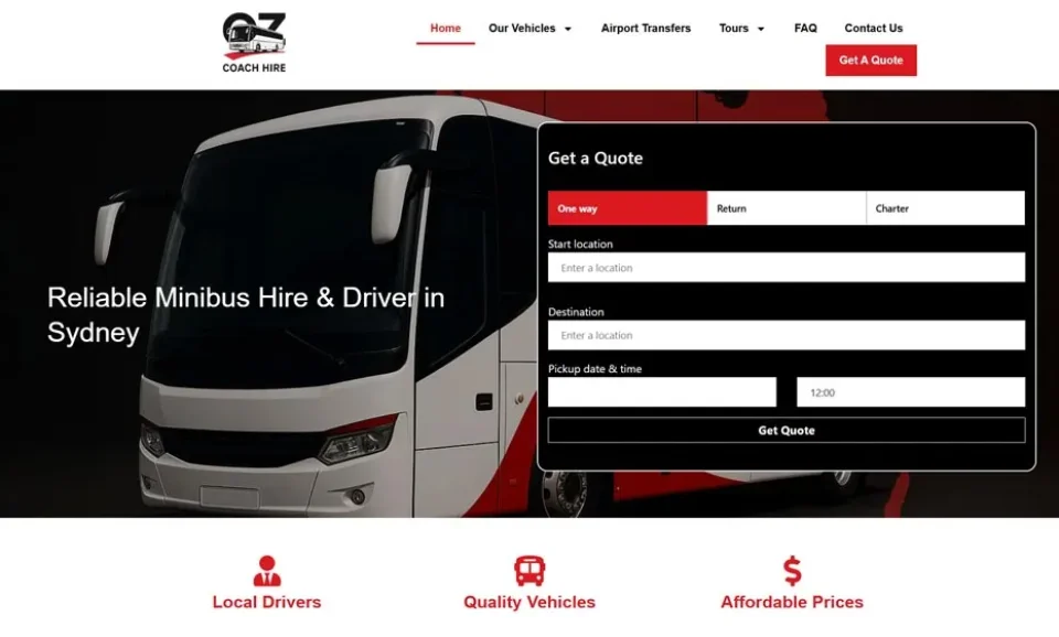 Oz Coach Hire website